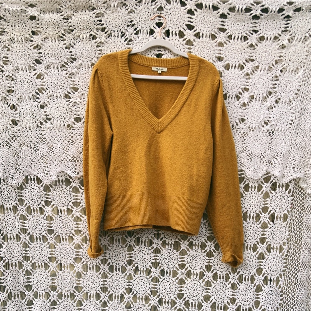 Madewell Mustard Yellow V-Neck Sweater
